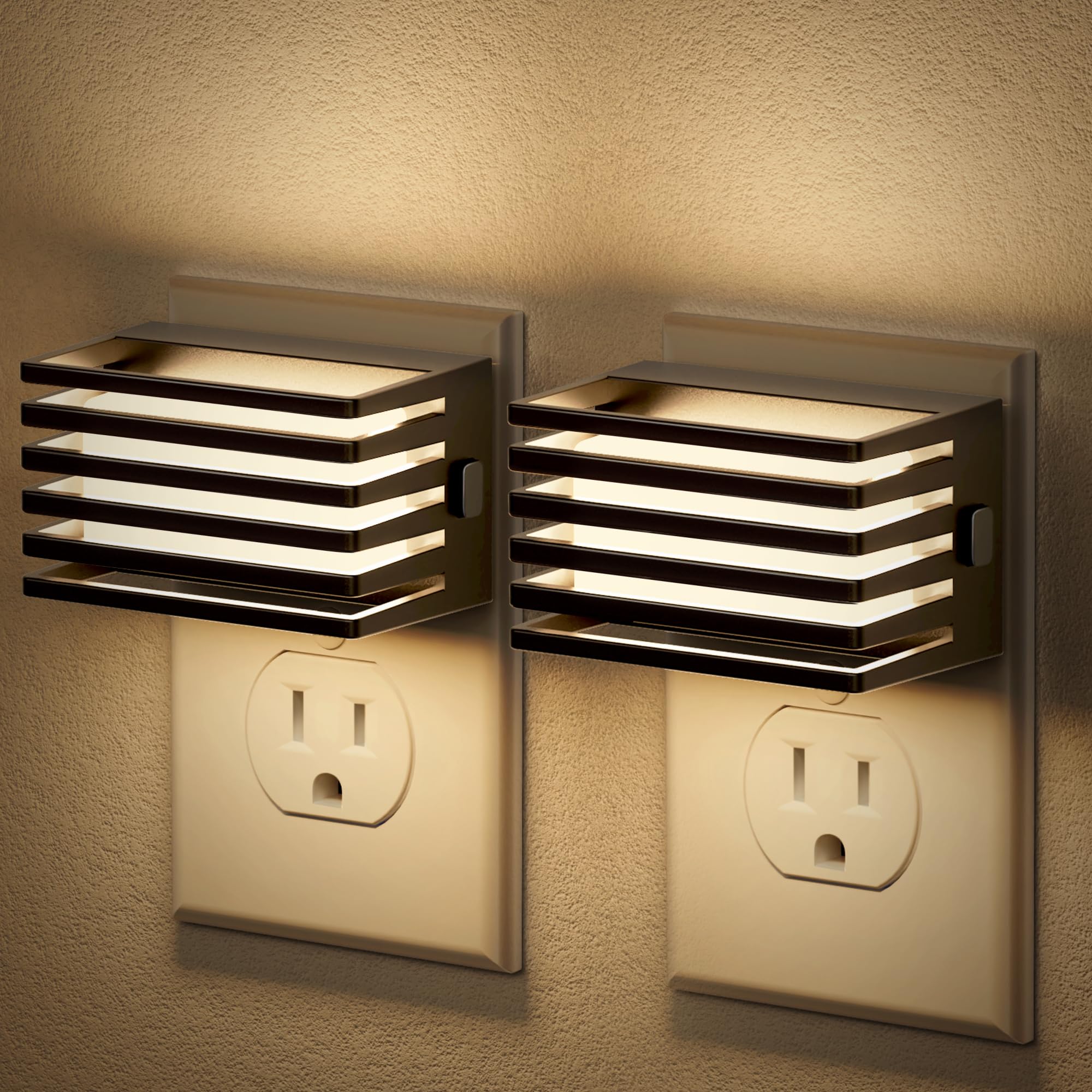 JandCase LED night light in-wall plug provides soft ambient illumination for hallways.
