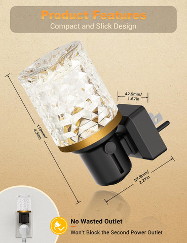 JandCase plug-in wall night light installs quickly and saves space