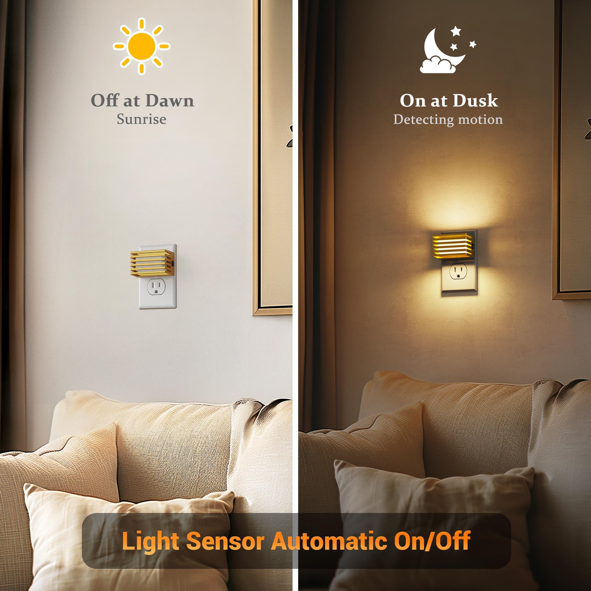 JandCase plug-in wall night light provides convenient ambient illumination in any space.