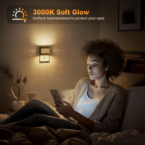 JandCase 3000K soft white night light creates a gentle, eye-friendly glow.