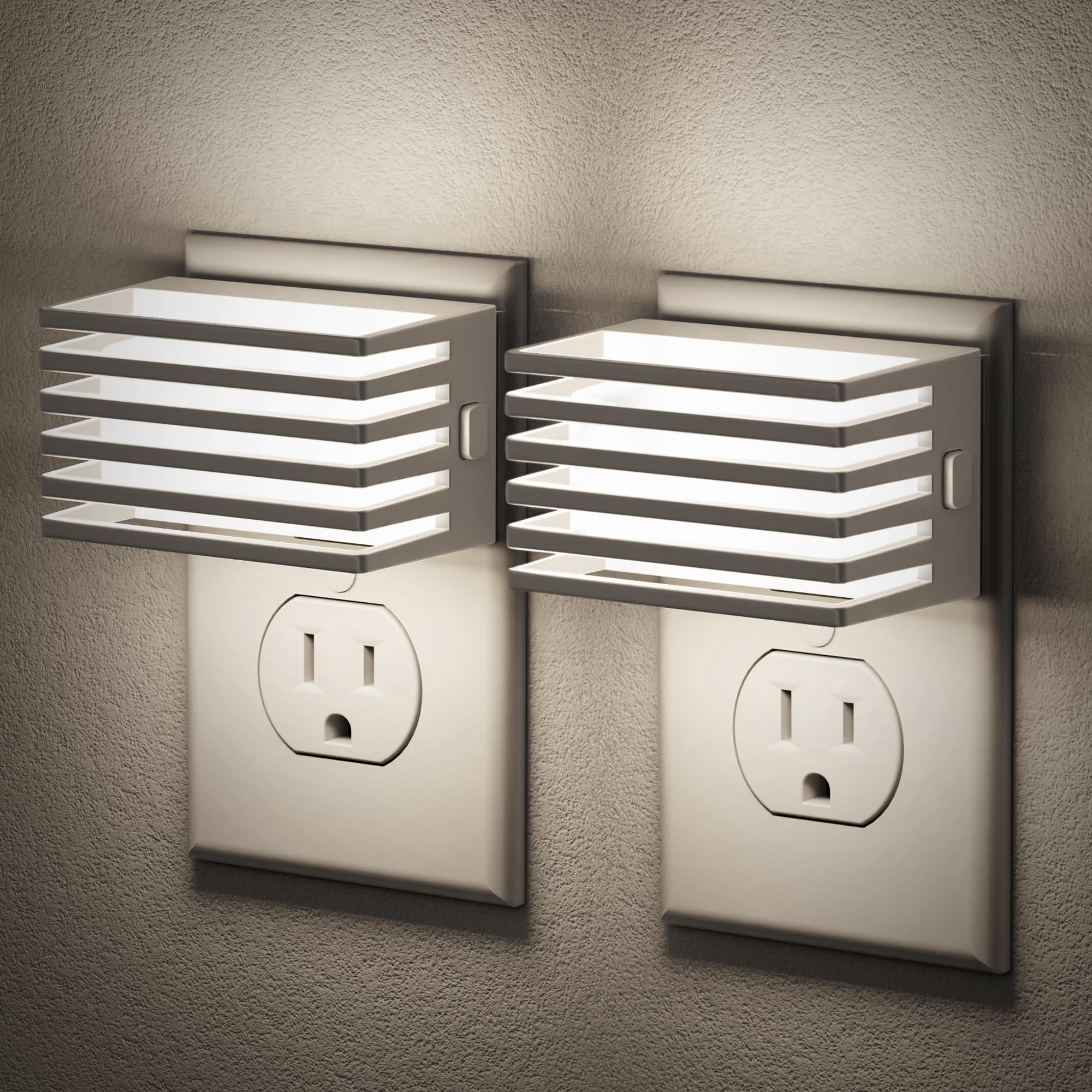 JandCase LED Night Light two-pack in packaging for easy hallway setup and quick room lighting
