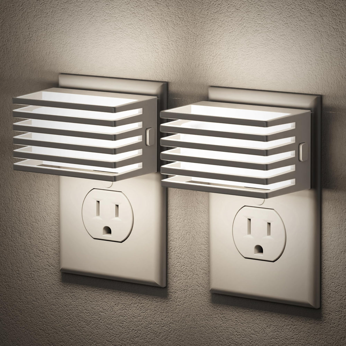 JandCase LED Night Light two-pack in packaging for easy hallway setup and quick room lighting