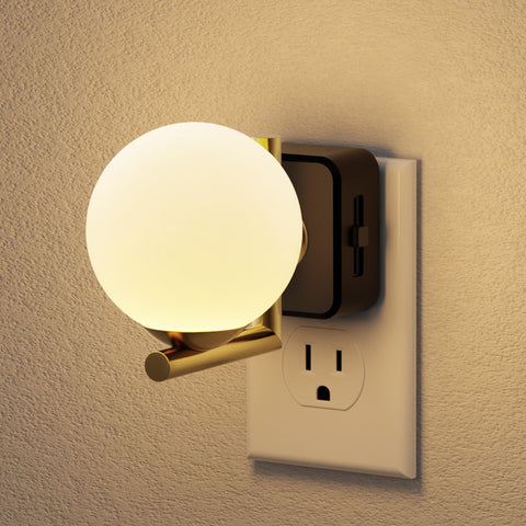JandCase LED night light plugged into a wall provides a warm 3000K glow for safe navigation.