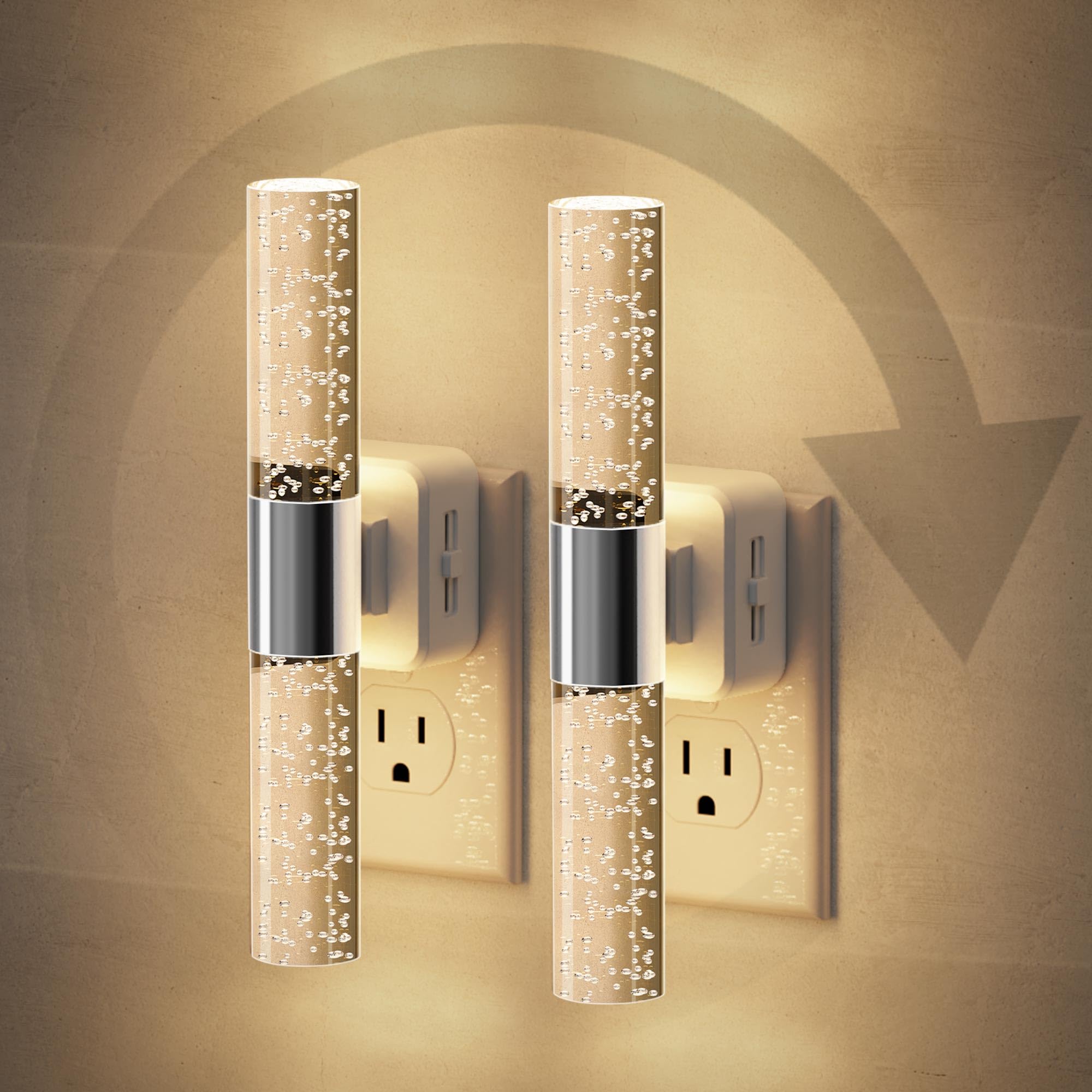 JandCase night light with 180° rotation for flexible bathroom or hallway lighting.