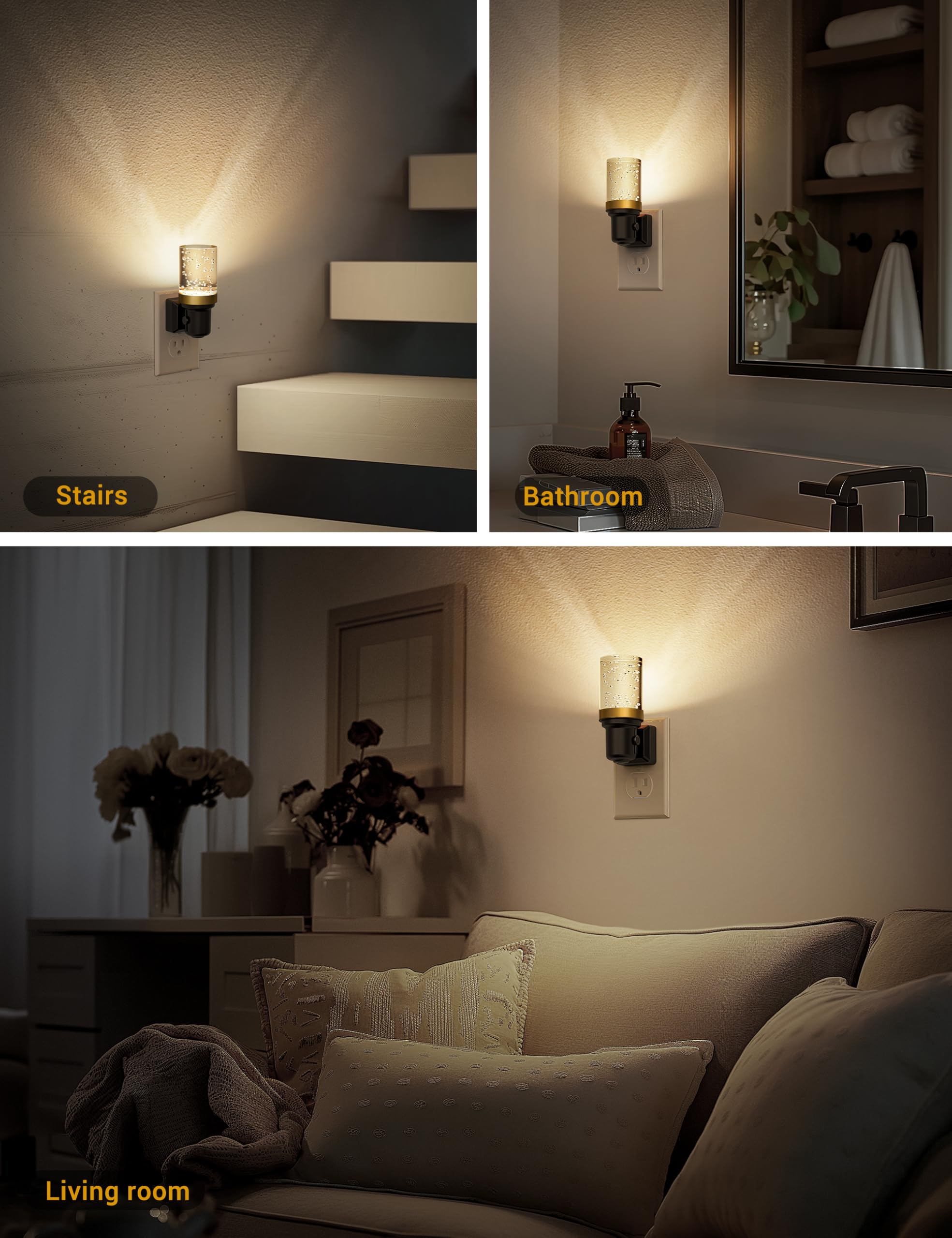 JandCase Night Light features an acrylic bubble design for durable, pleasing light diffusion.