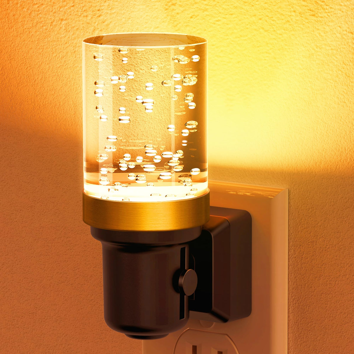 JandCase night light amber glow for a soft, calming bedroom ambiance.
