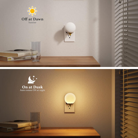JandCase night light auto sensor turns on at dusk and off at dawn for hands-free use.