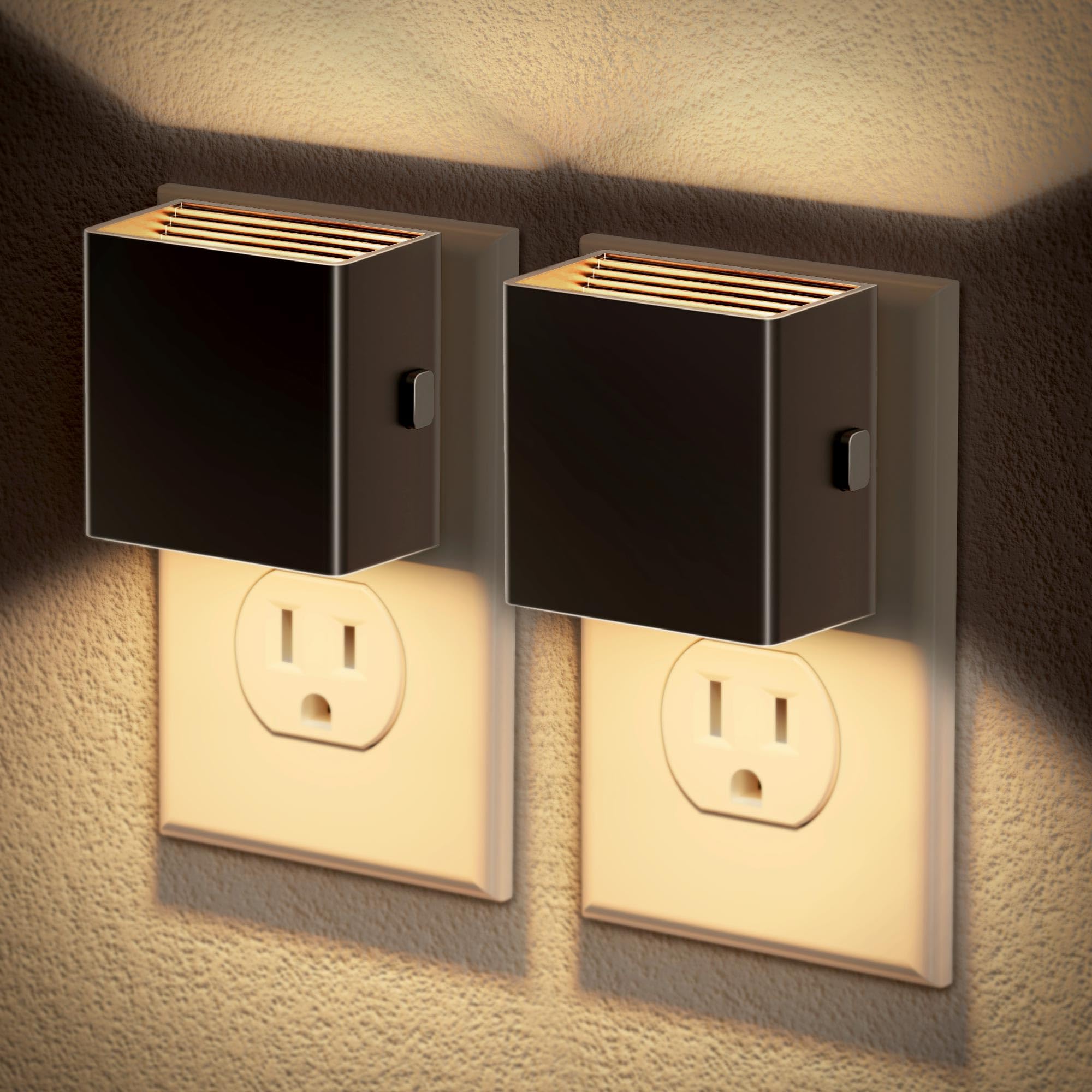 JandCase Night Light with automatic sensor illuminating a dark hallway