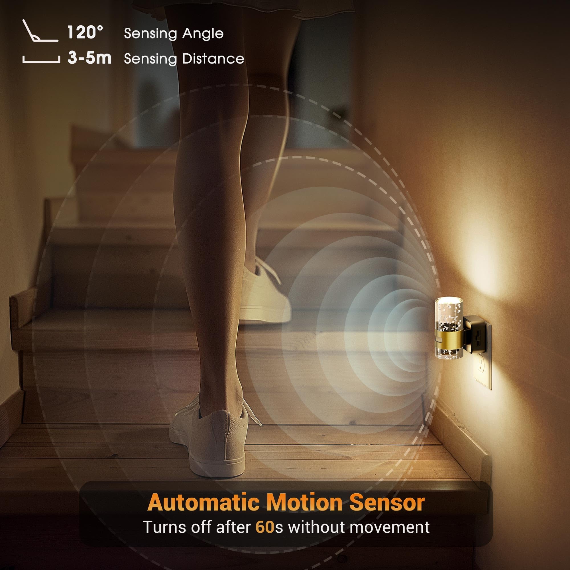 JandCase bathroom and hallway night light for safe night navigation