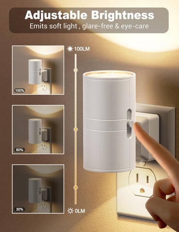 JandCase night light brightness adjusts from dim to bright for comfort.