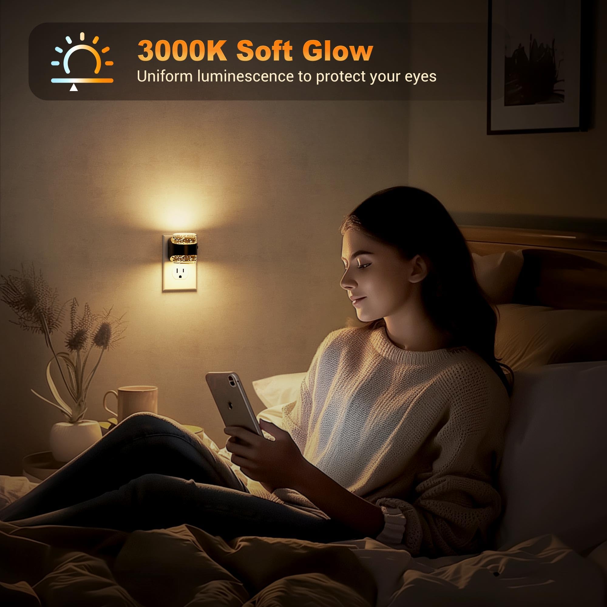 JandCase night light with three brightness levels provides gentle to bright guidance.