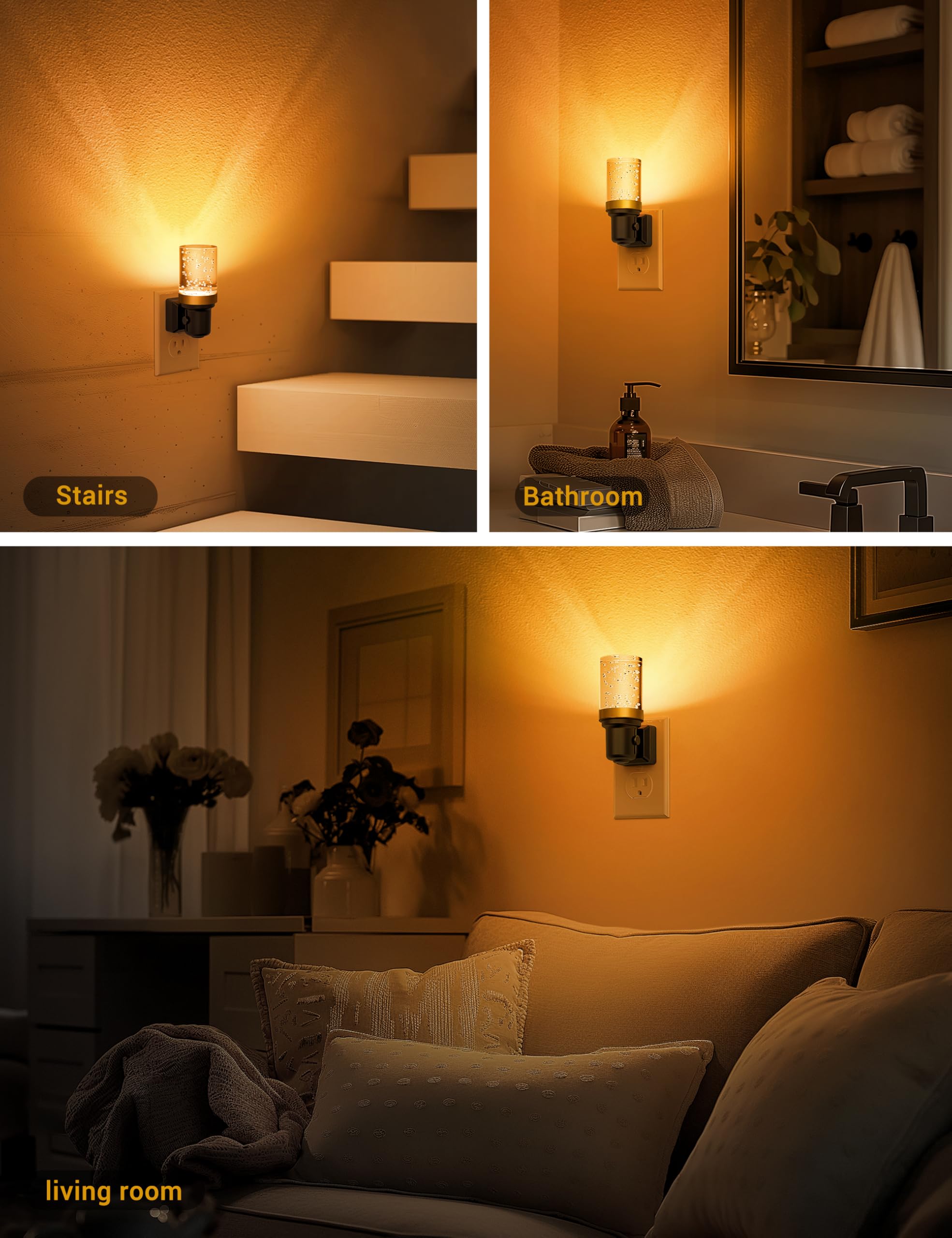 JandCase night light decorative design enhances bathrooms and hallways.