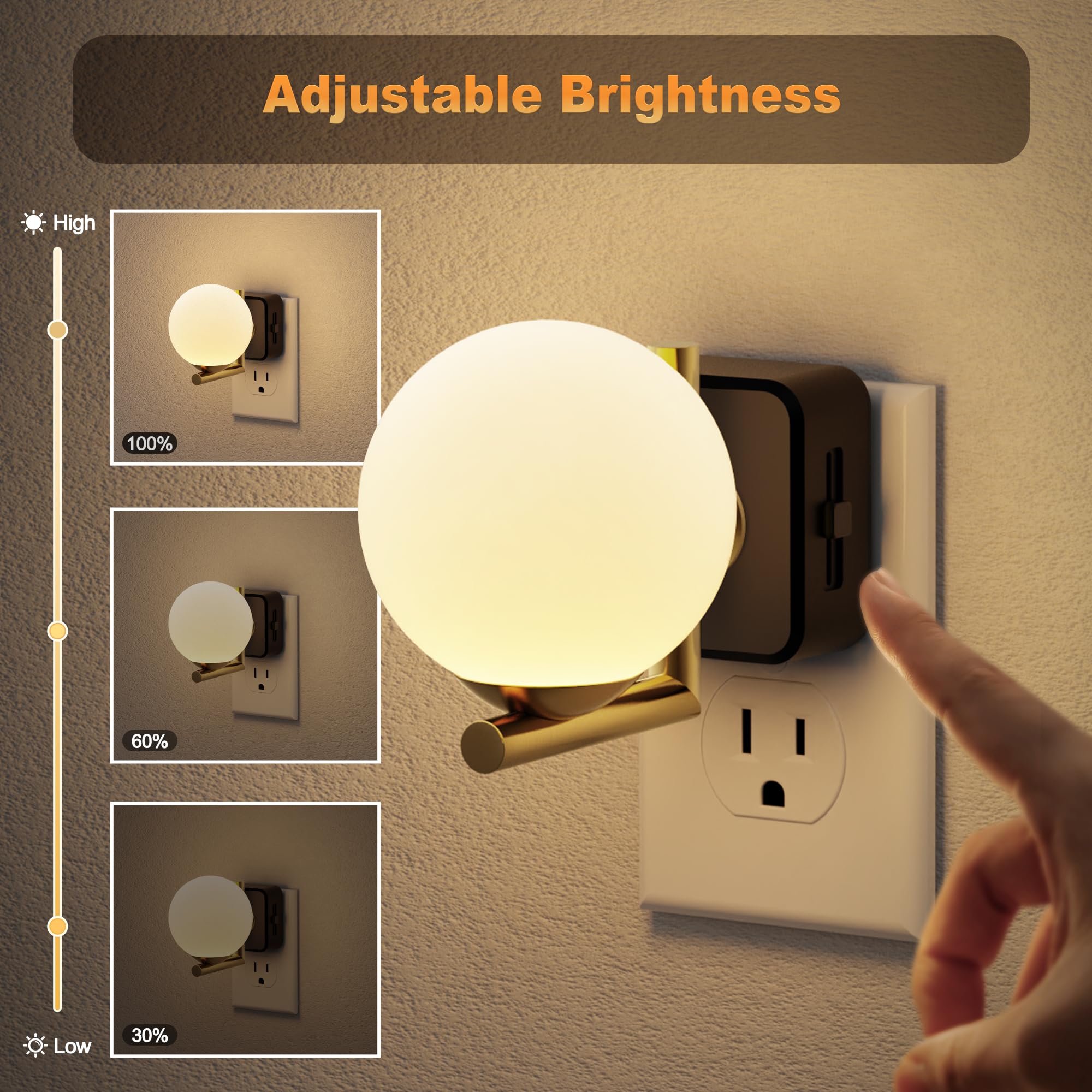 JandCase night light with sliding dimmer offers customizable brightness for bedrooms.
