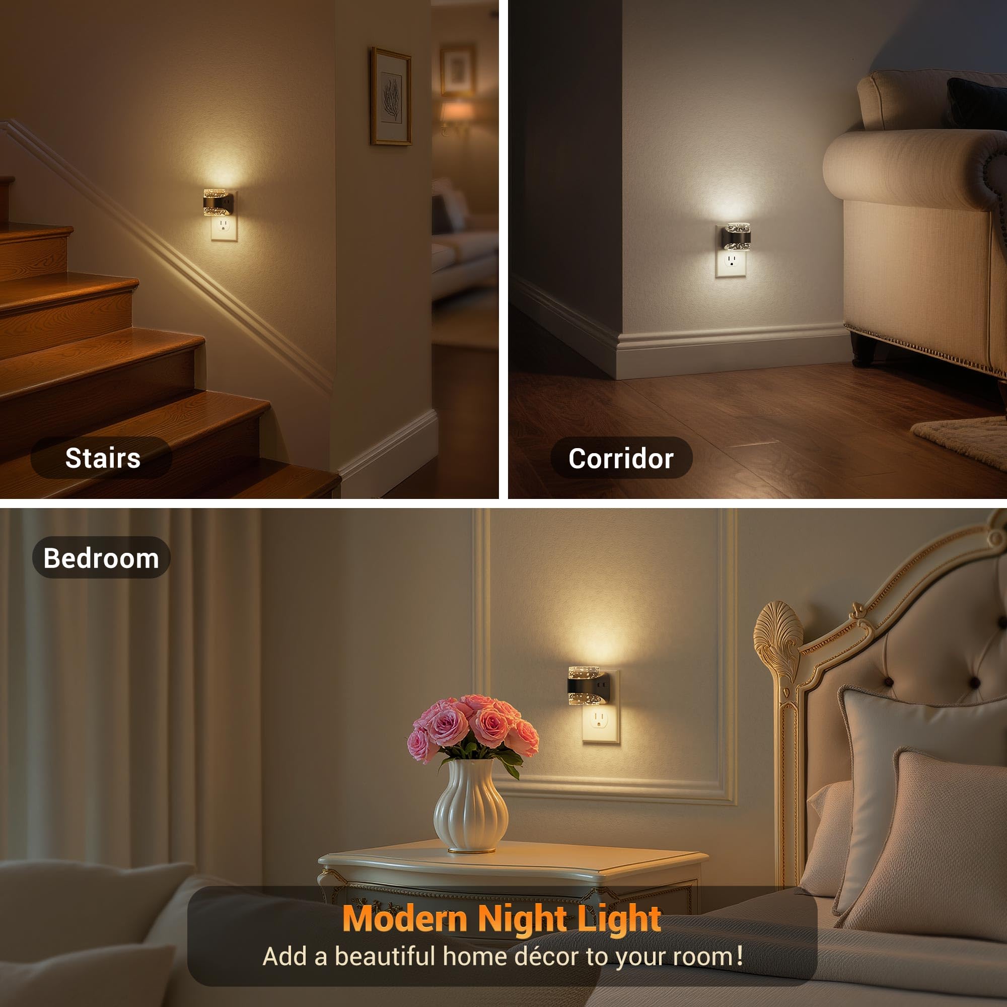 JandCase 2-pack night light with dusk-to-dawn sensor saves energy.