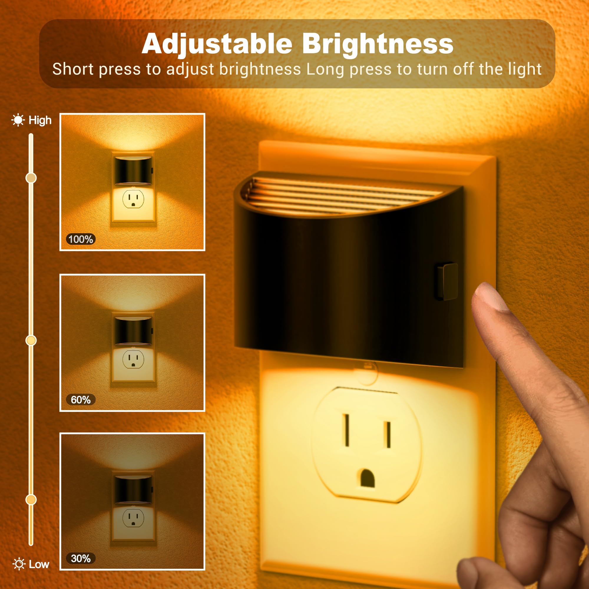 JandCase Night Light plug in design saves outlet space.