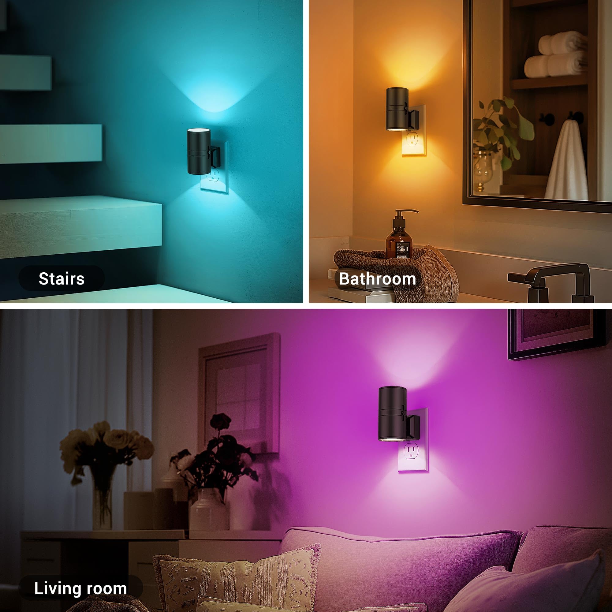 JandCase night light solid colors brighten rooms with stable hues.
