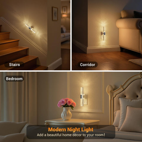 JandCase two-pack night lights provide versatile plug-in placement in home spaces.