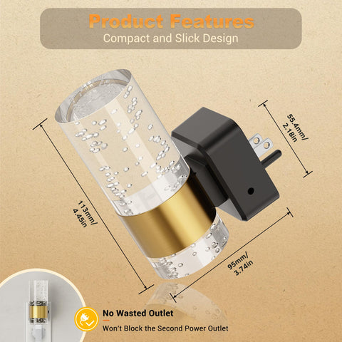 JandCase wall plug night light securely inserted into outlet