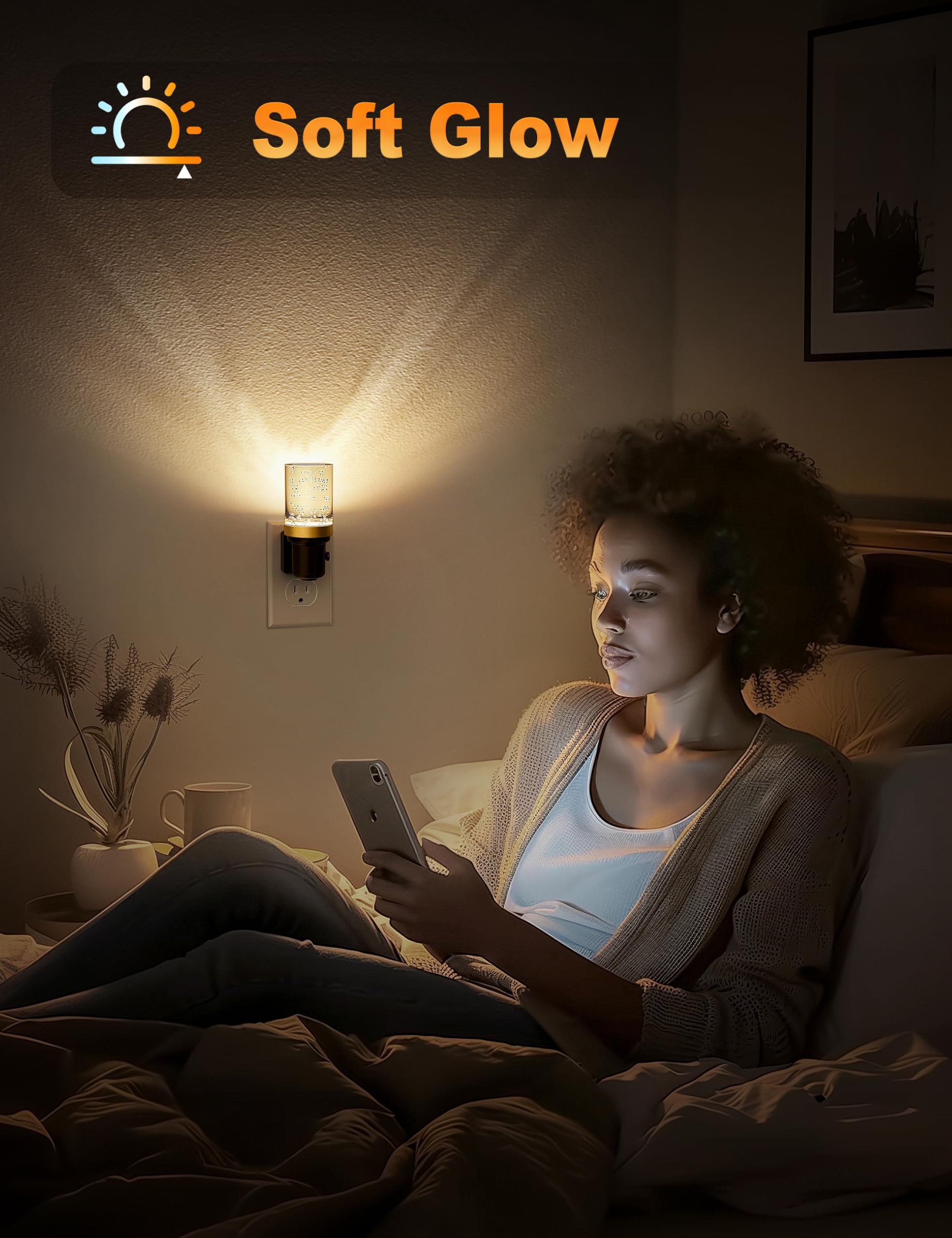 JandCase Night Light emits warm 3000K glow for a cozy, inviting hallway.