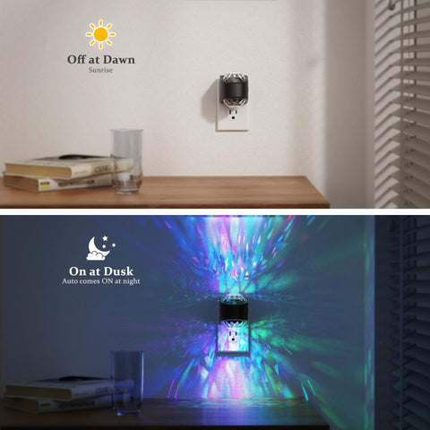 JandCase night light with light sensor powers on at dusk and off at dawn.