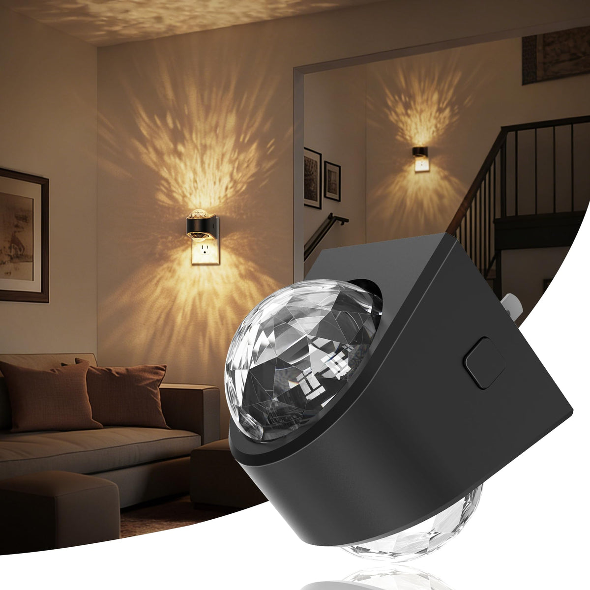 JandCase star projector night light on wall for calming ceiling display.