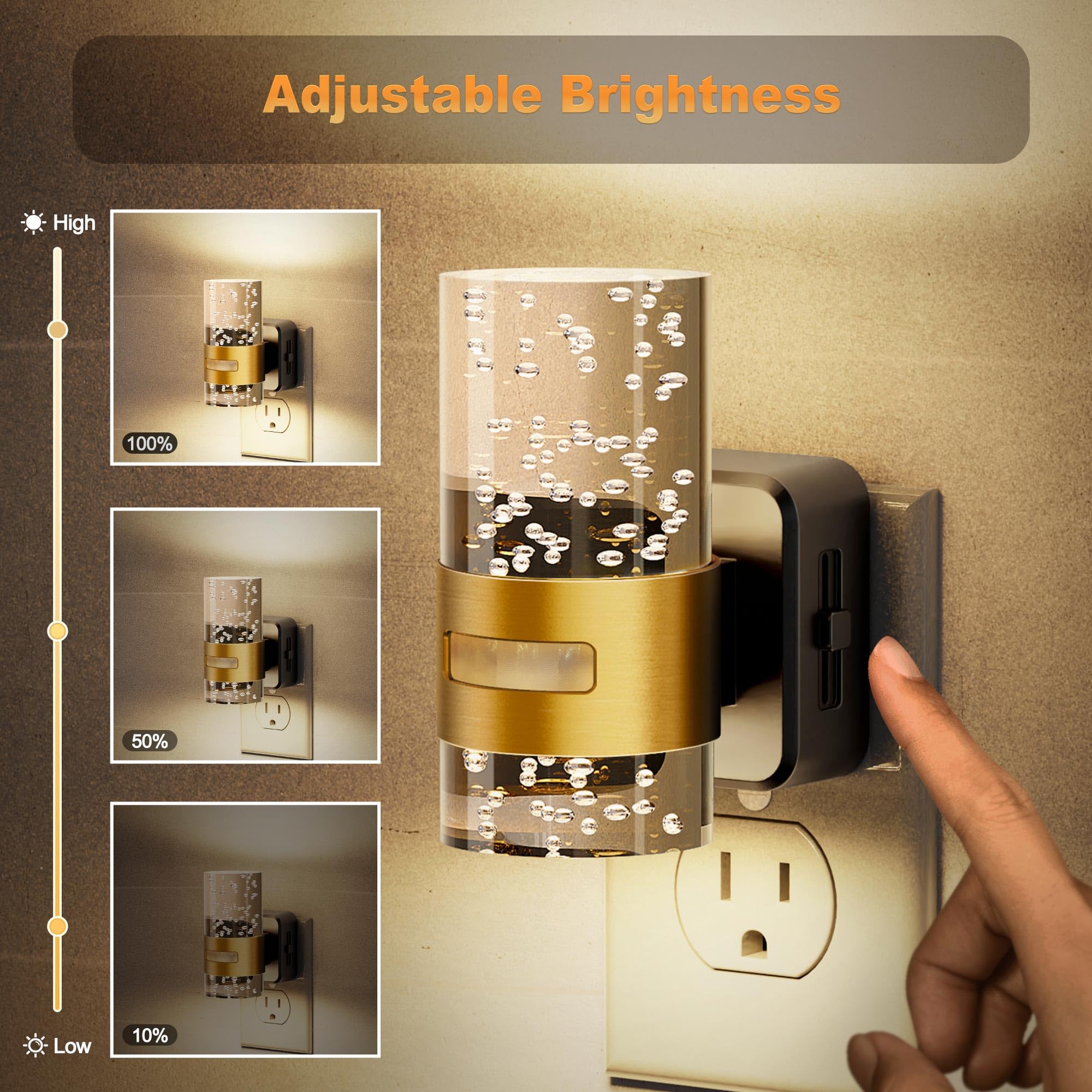JandCase wall plug night light with three modes for hallway lighting