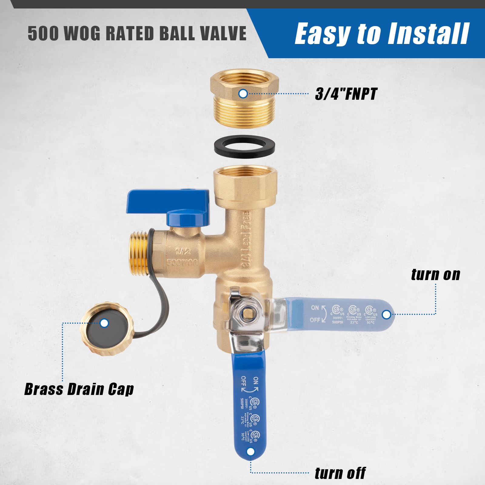 Janhemei red-blue handles on 1/4 inch lines enable quick isolation and control.