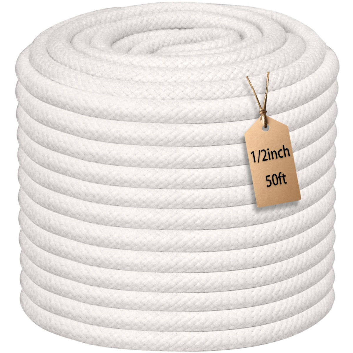 JANJOSN 50ft braided cotton rope natural for versatile tasks