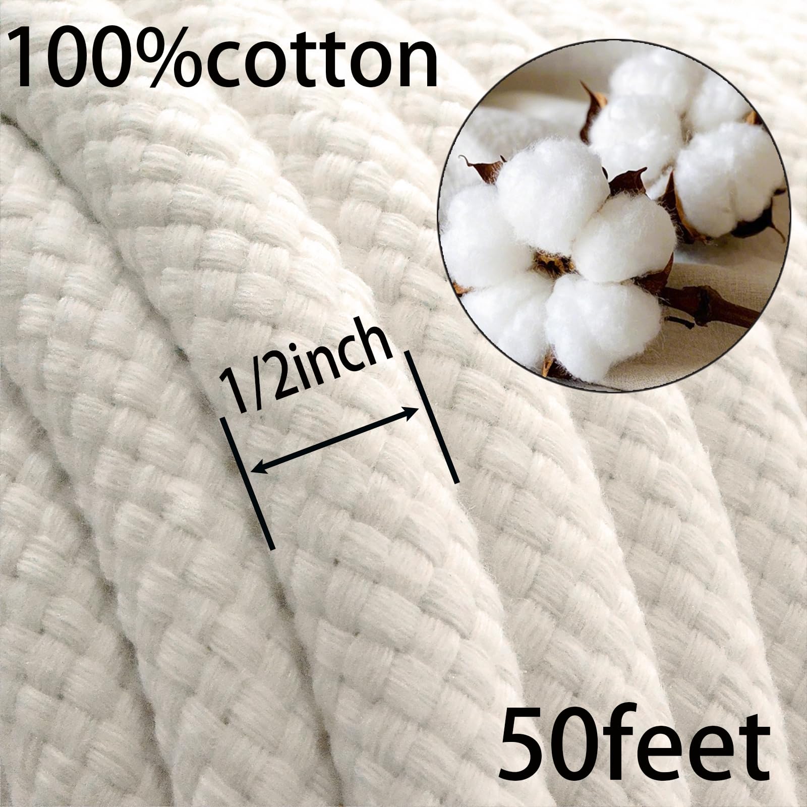 JANJOSN soft cotton rope, flexible and easy to cut