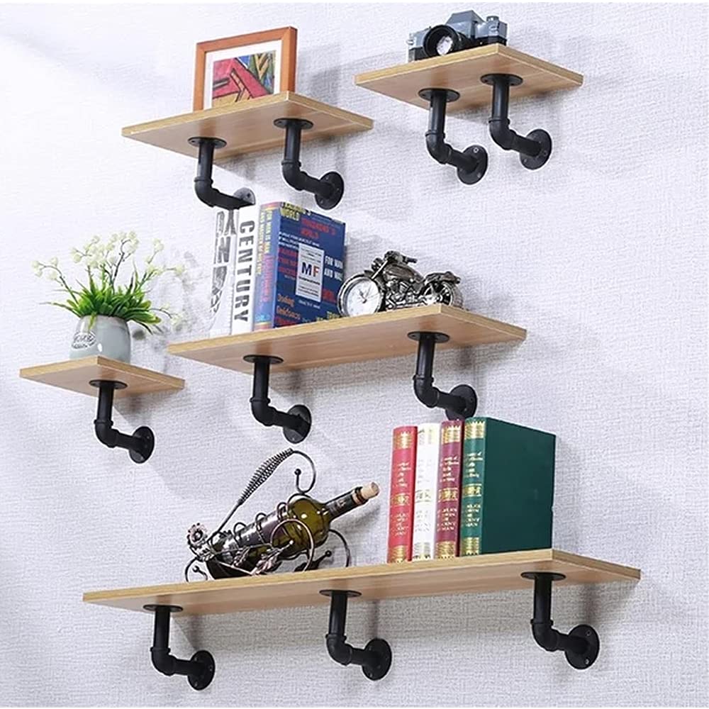Janyang industrial decor brackets used on rustic kitchen or garage shelves.