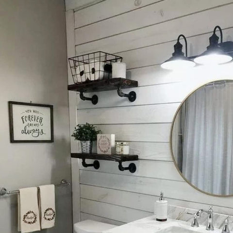 Janyang wall-mount brackets securing a shelf to the wall.