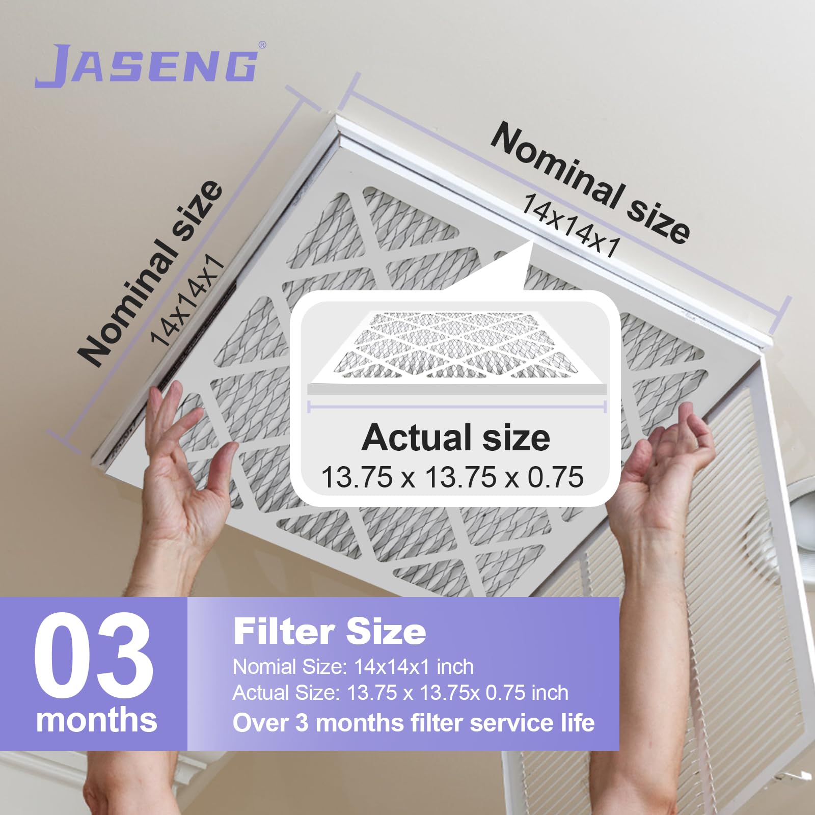 JASENG MERV 11 filter graphic illustrating broader filtration coverage.
