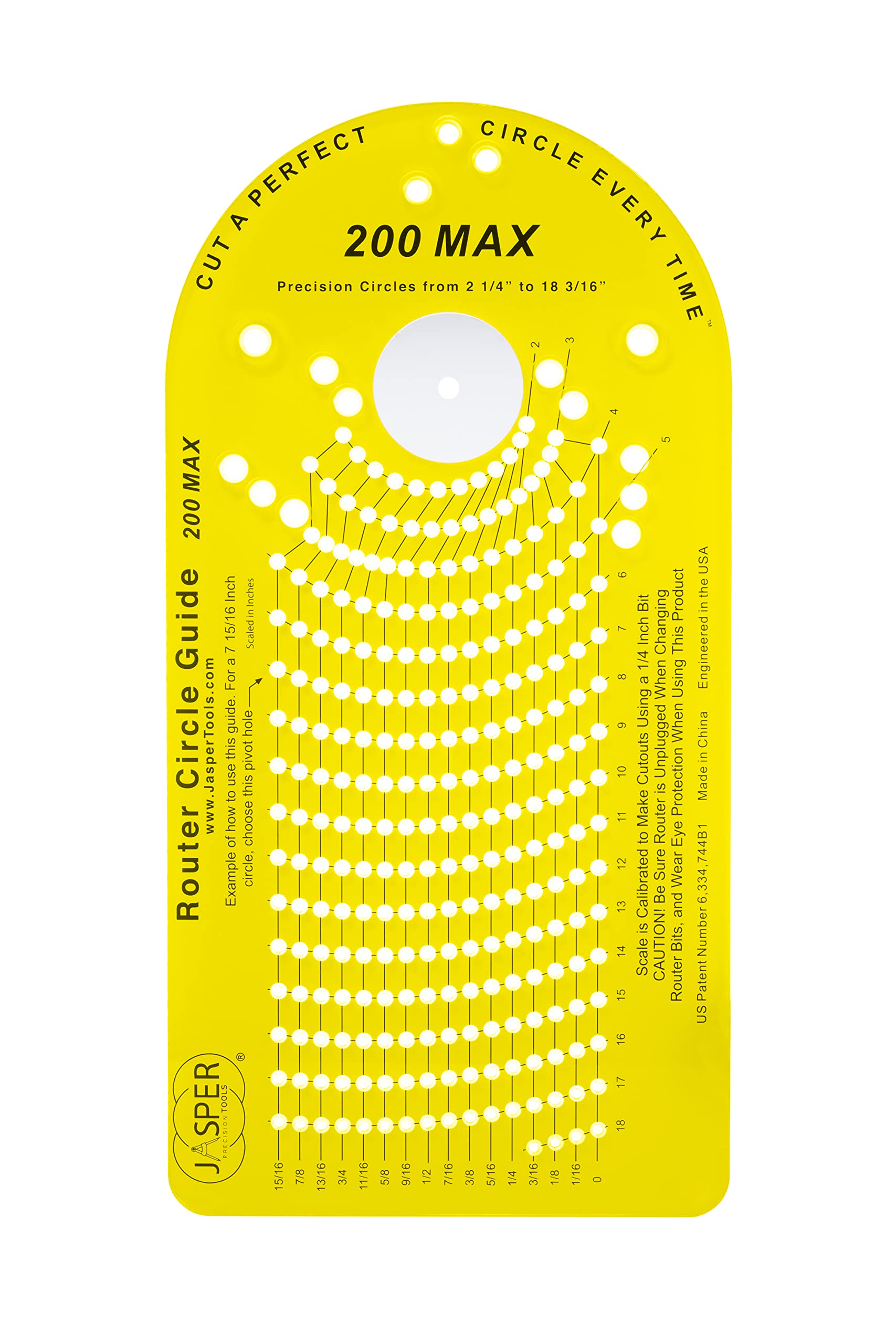 Jasper Model 200 circle guide kit on workbench for precise layout planning.