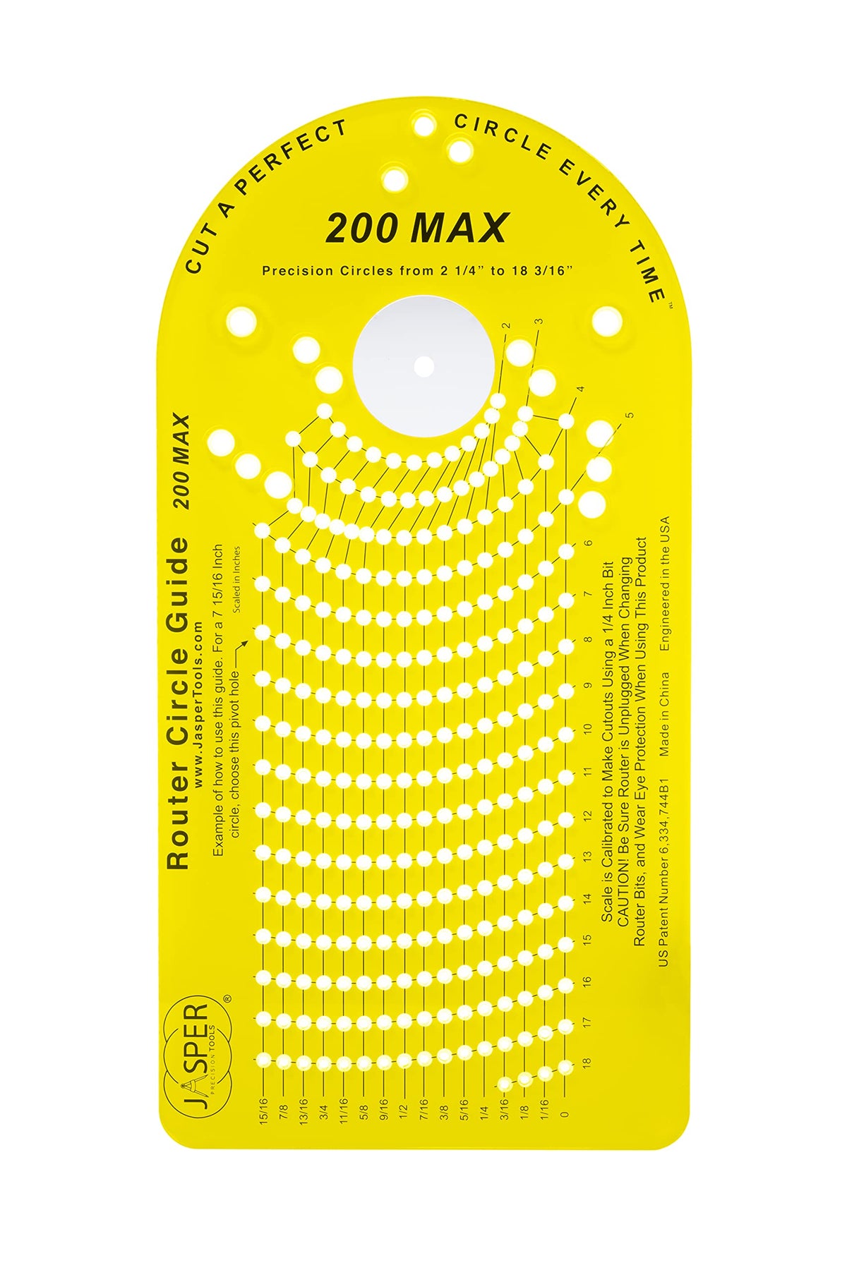 Jasper Model 200 circle guide kit on workbench for precise layout planning.
