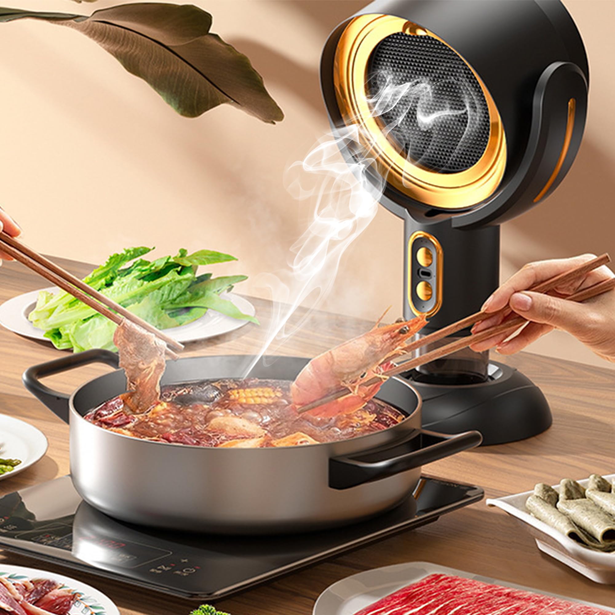 JASSIVER Puff Hide Fan indoor BBQ use provides cleaner air during gatherings