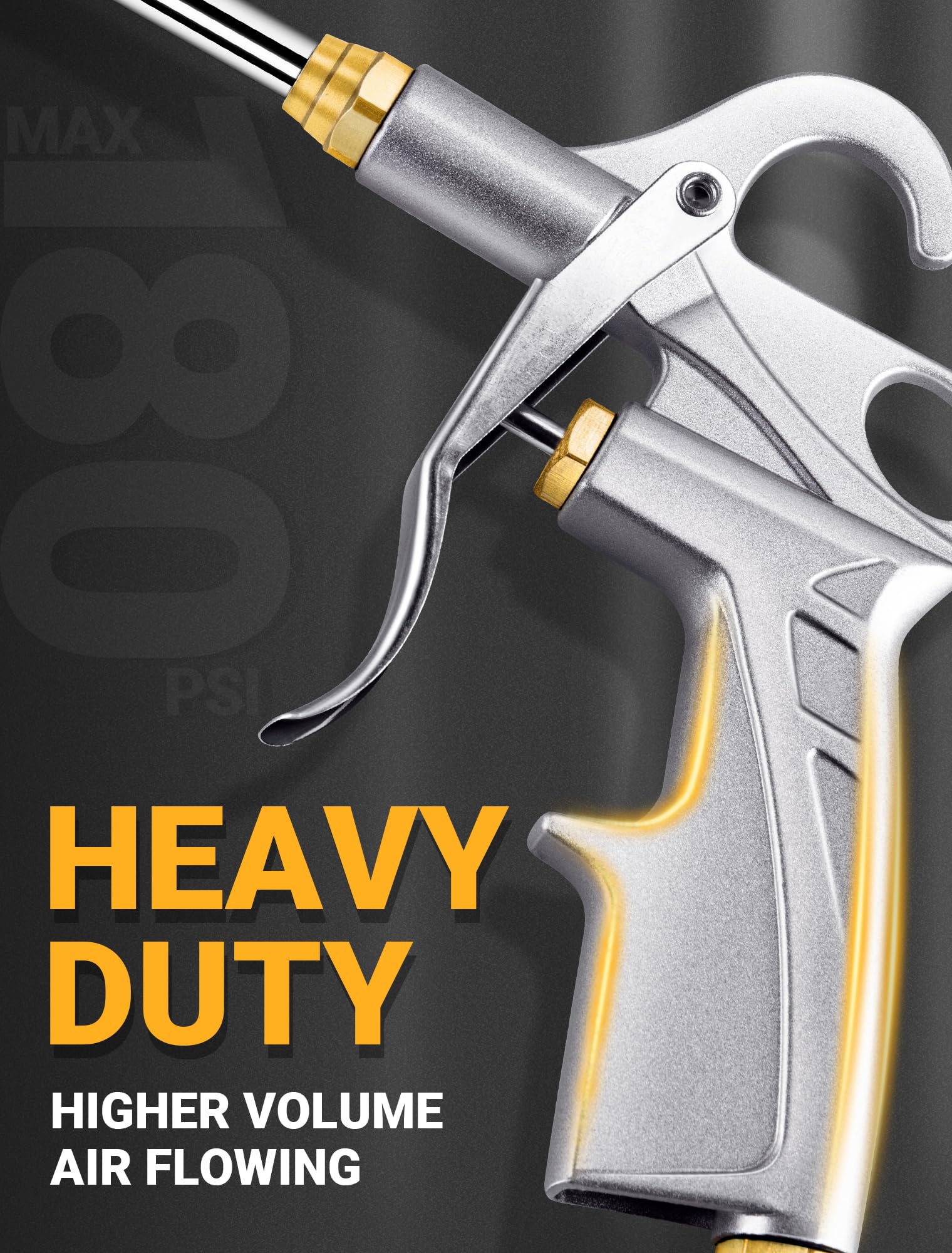 JASTIND air blow gun with bigger pipe diameter delivering higher air flow for debris removal