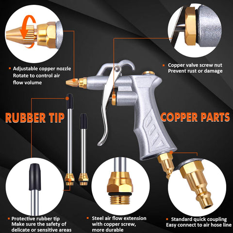 JASTIND air blow gun featuring a durable metal hanging hook for storage.