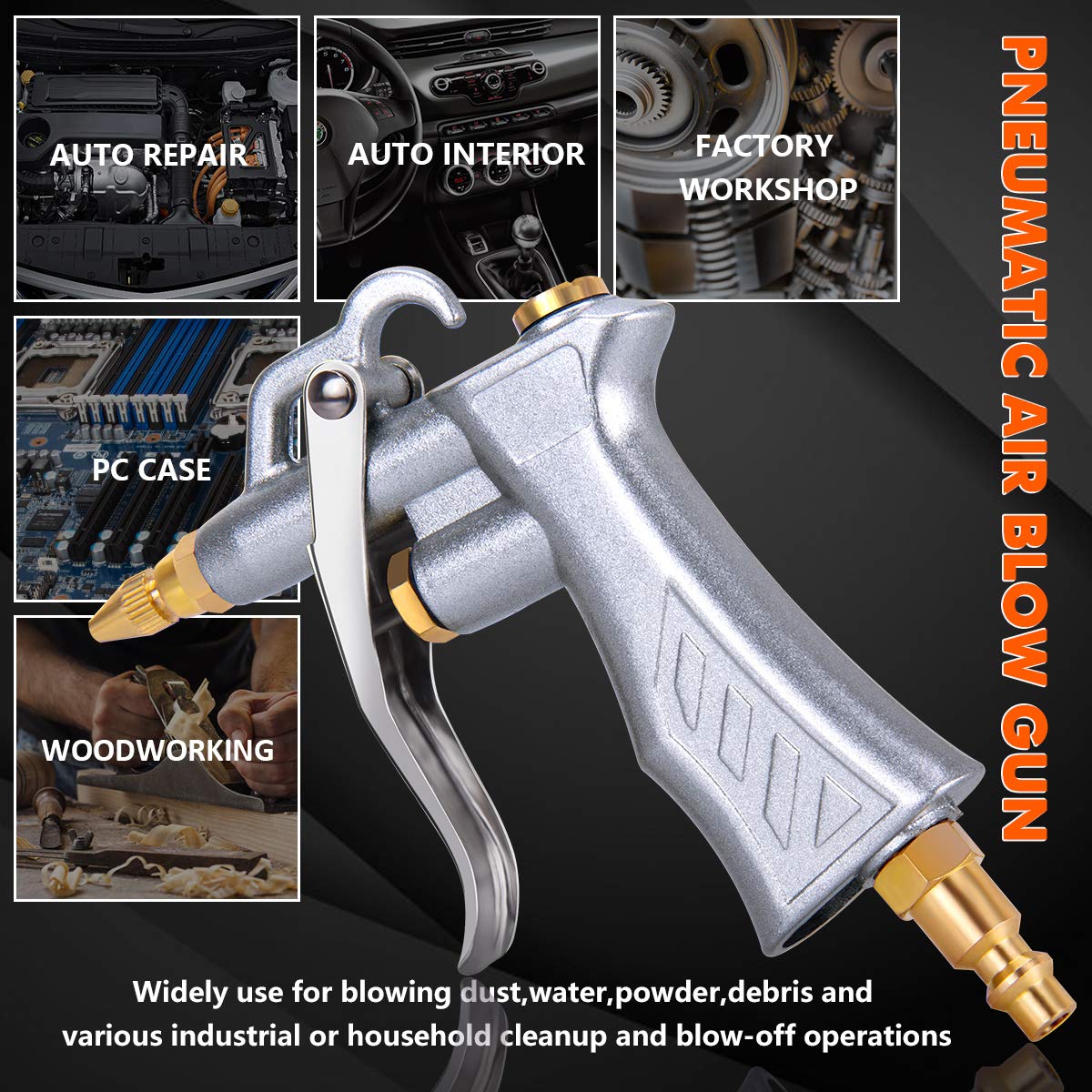 JASTIND blow gun with quick coupling for easy connections in a workspace.