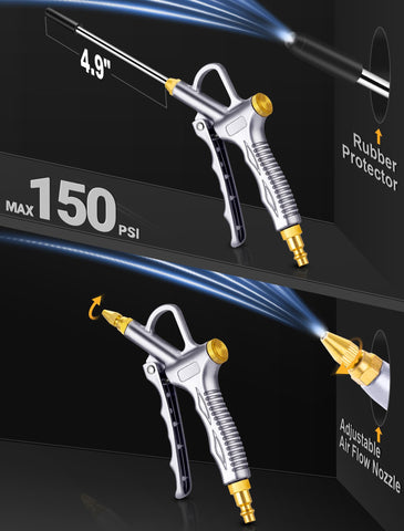 JASTIND Upgrade Air Blow Gun quarter-inch quick plug enables fast compressor setup.