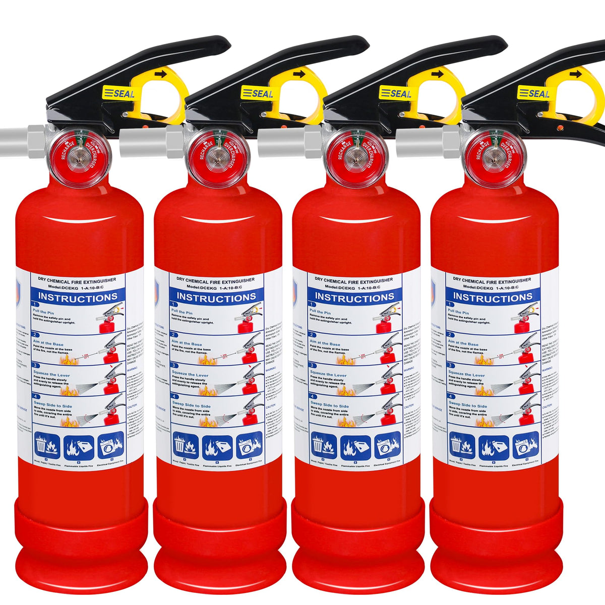 Jasvelly 4-pack ABC extinguisher front view suitable for home and vehicle safety