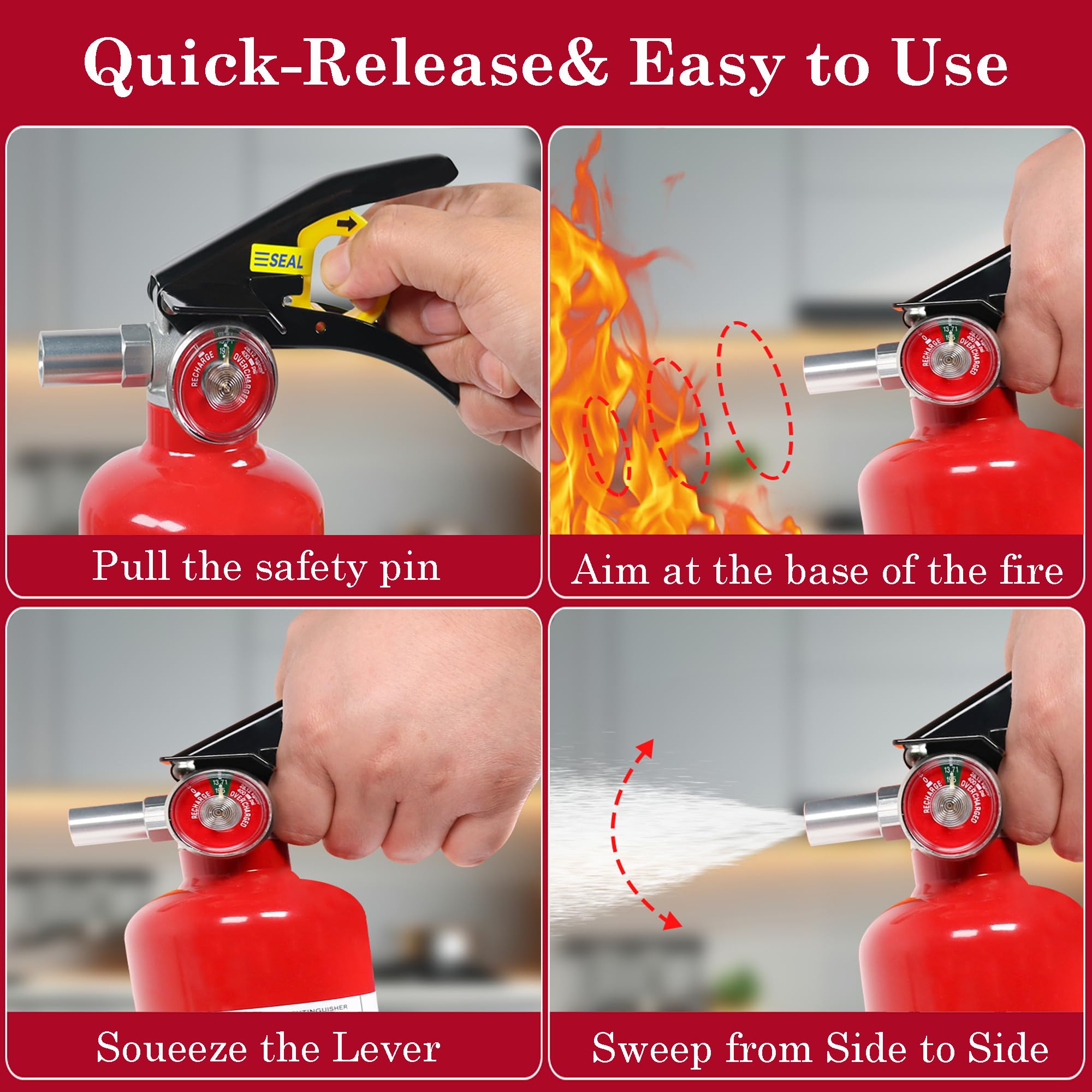 Jasvelly compact extinguisher fits under sinks or in trunks.