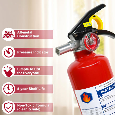 Jasvelly wall-mount bracket keeps extinguisher securely stored.