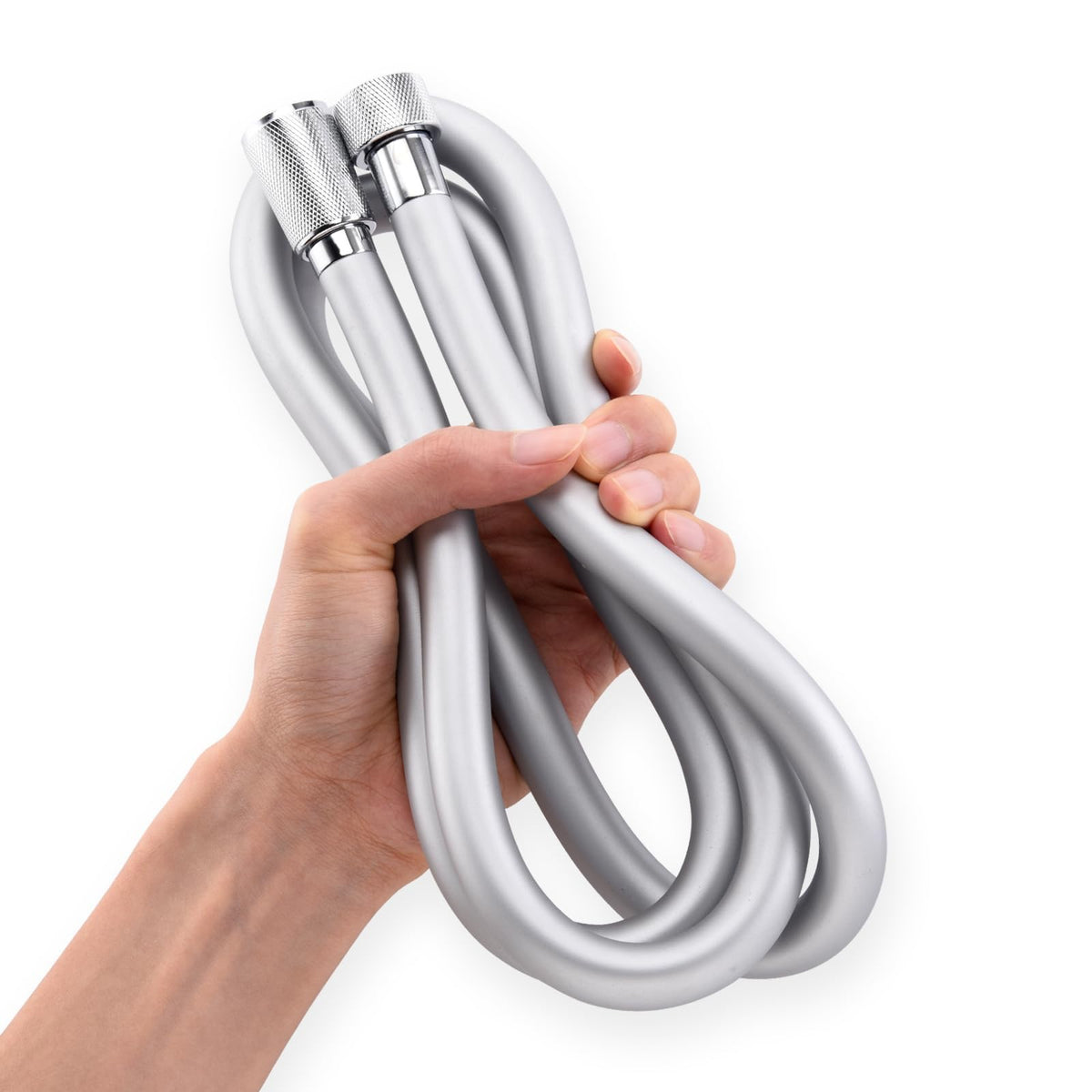 JASYA silicone shower hose 59-inch silver for flexible reach.