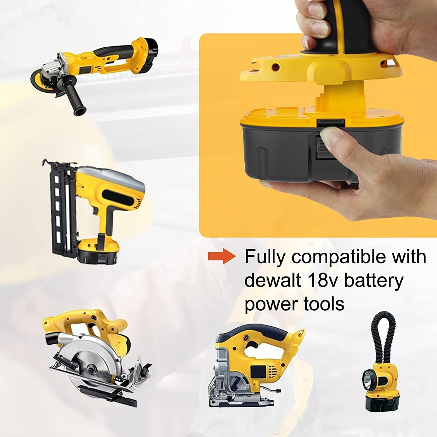 JAUKIST 18V battery packaging shows easy replacement and on-site readiness.