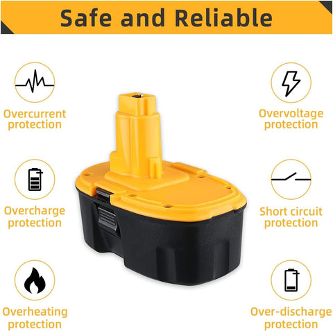JAUKIST 18V replacement battery with DeWalt DC9098 pack provides longer operation between charges.