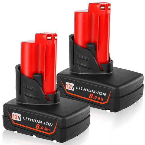 JAUKIST 2-pack 12V 8.0Ah battery for Milwaukee tools powers your day.