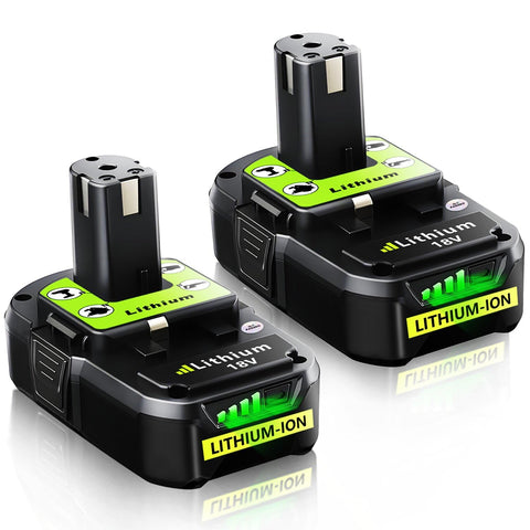 JAUKIST two-pack Ryobi 18V battery front view for replacement tasks