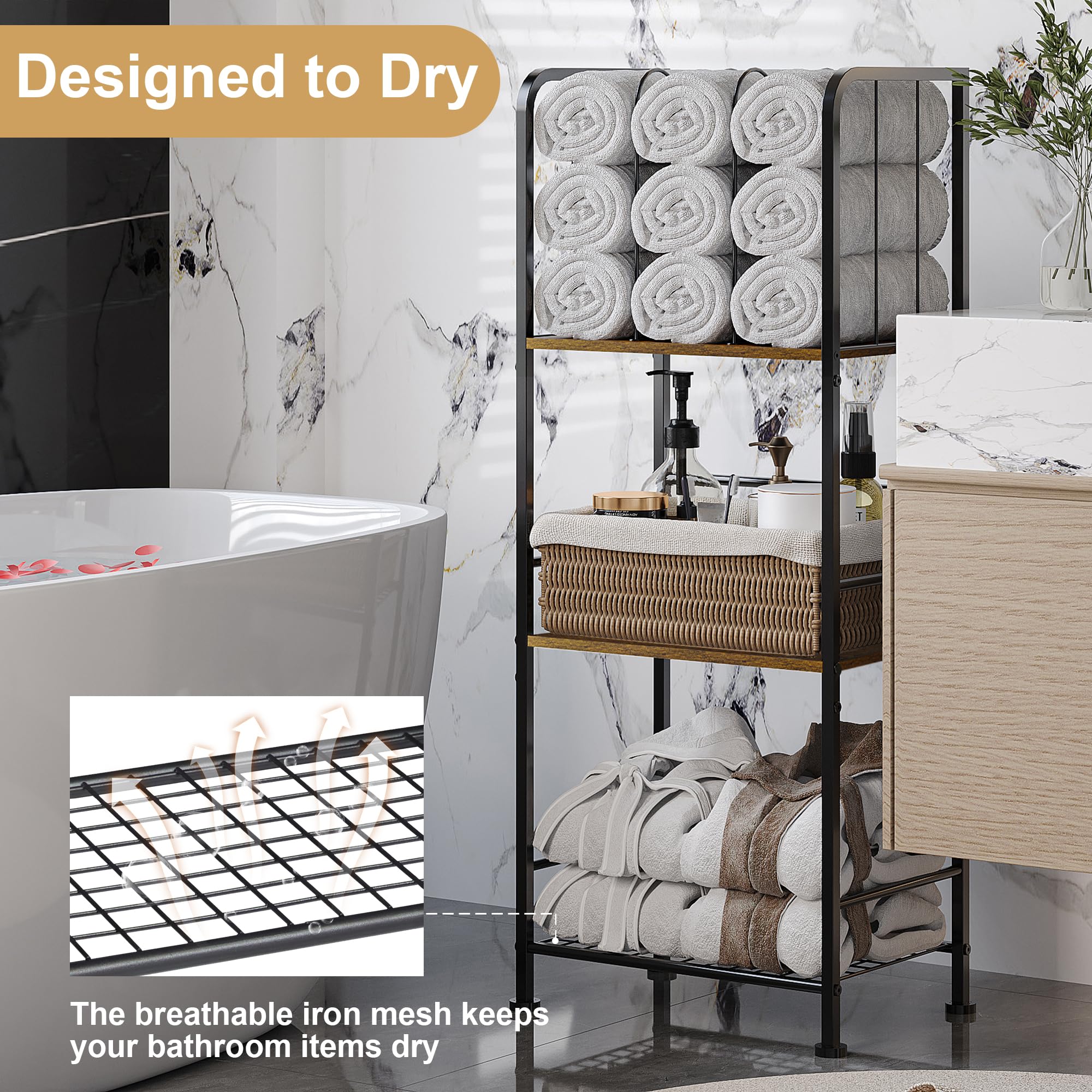 Jautokerdar durable iron and wood frame supports towels securely for everyday use.