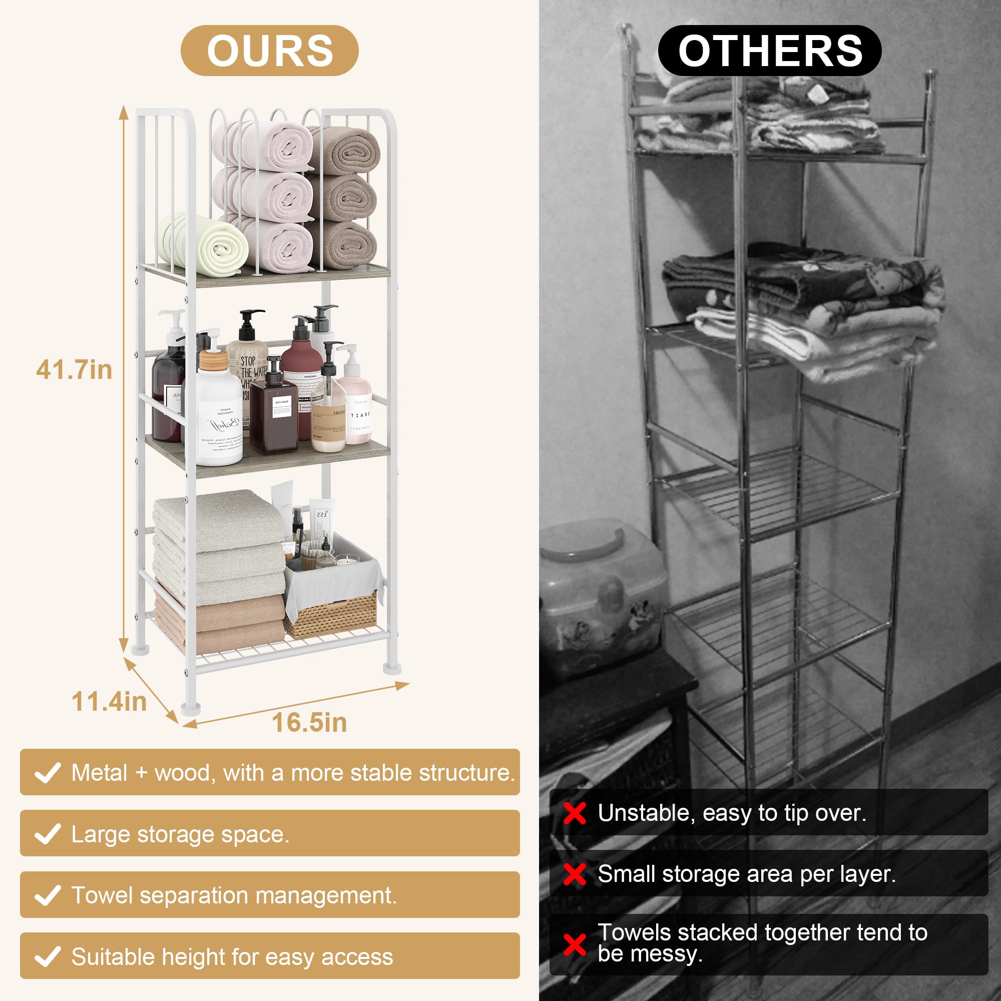 Ideal for bathroom or poolside storage, towels within easy reach.