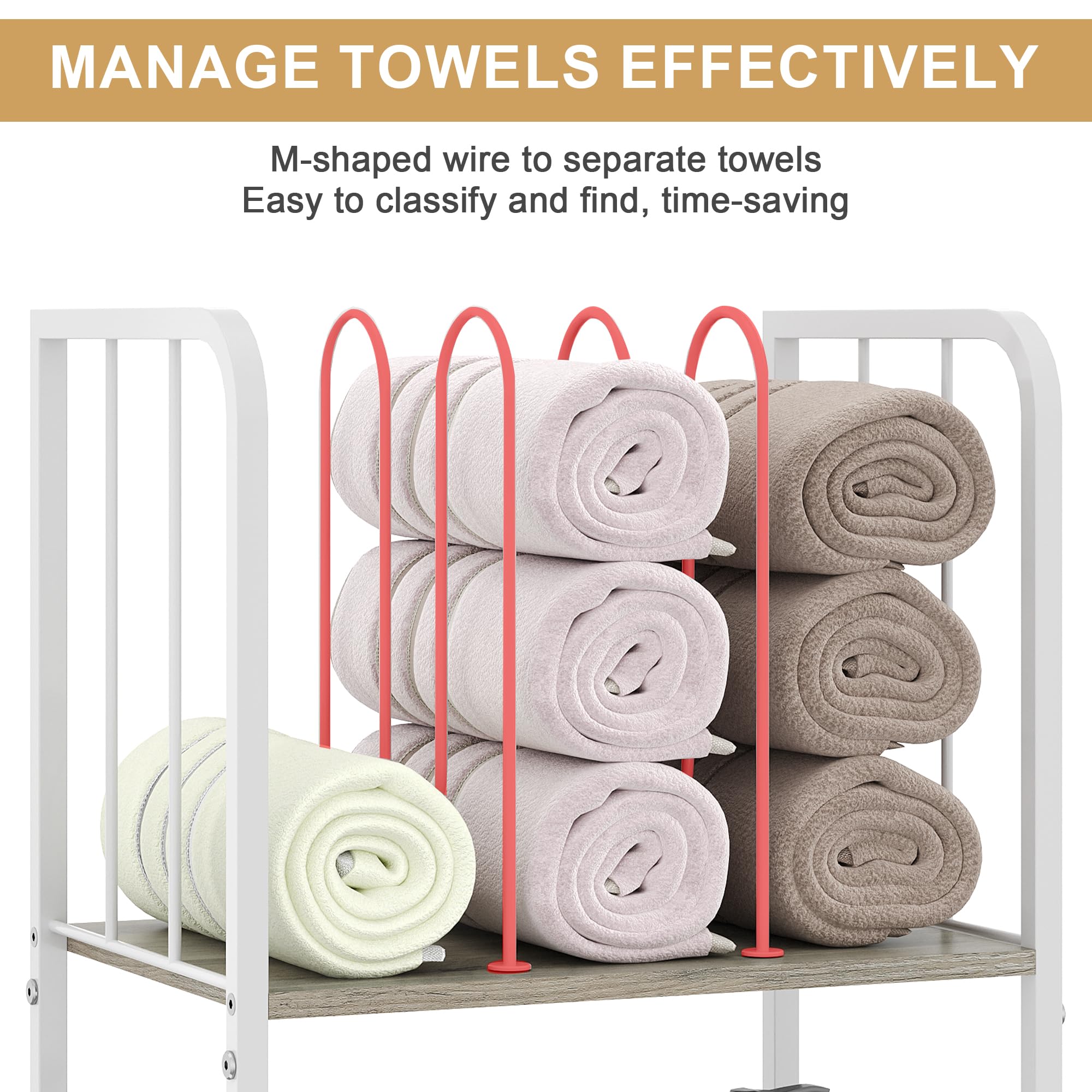 Jautokerdar towel rack with detachable dividers offers versatile bathroom storage.